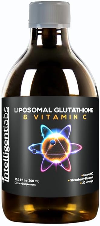 High Potency Liposomal Glutathione + Vitamin C Liquid Antioxidant Formula - 500mg Glutathione + 1000mg Vitamin C, 30 Servings