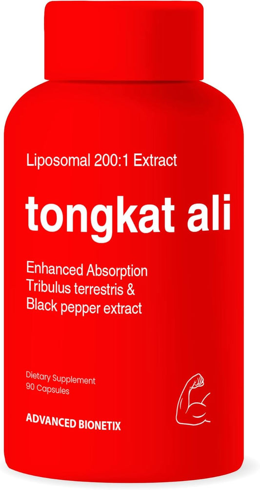 High Potency Liposomal Longjack Tongkat Ali Extract Capsules - 200,000 mg for Strength, Drive, Performance & Muscle Mass Boost