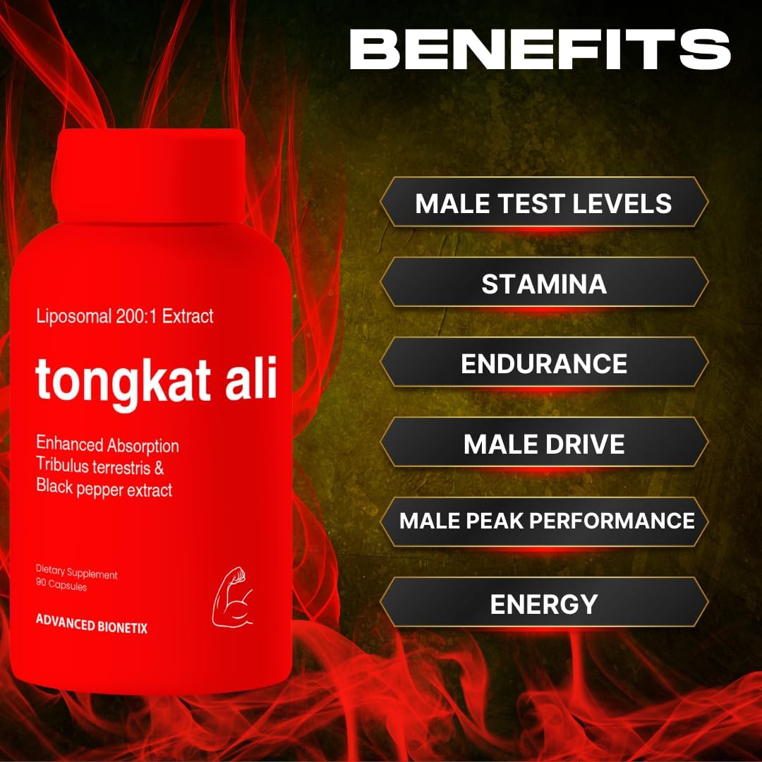 High Potency Liposomal Longjack Tongkat Ali Extract Capsules - 200,000 mg for Strength, Drive, Performance & Muscle Mass Boost