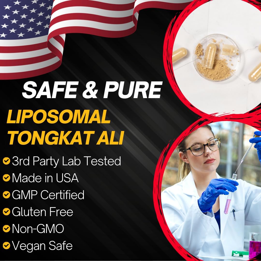 High Potency Liposomal Longjack Tongkat Ali Extract Capsules - 200,000 mg for Strength, Drive, Performance & Muscle Mass Boost