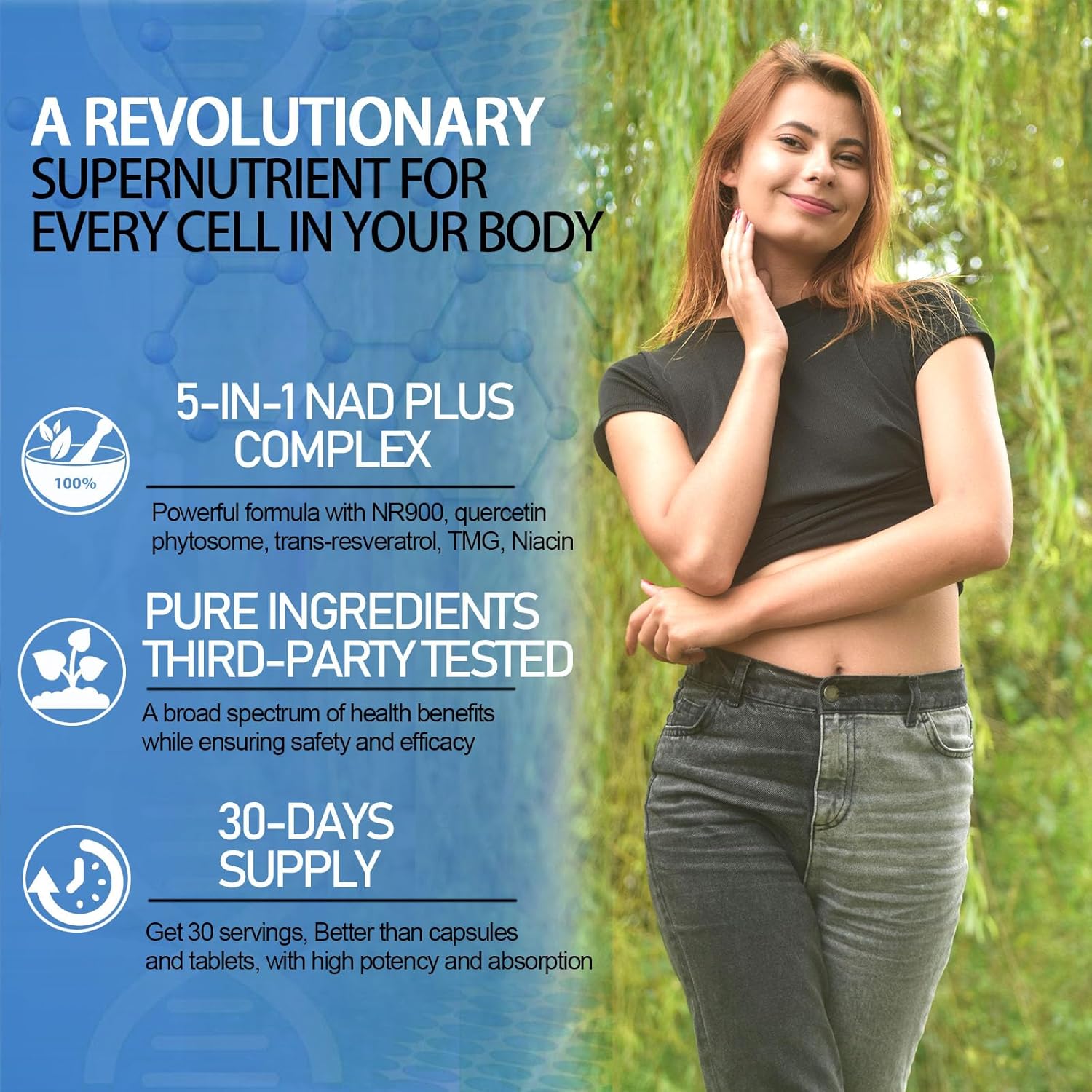 High Potency Liposomal NAD Plus Liquid Supplement with Resveratrol for Cell Regeneration and Anti-Aging - 900mg NAD Nicotinamide Riboside, Quercetin, TMG, Vitamin B3 for Longevity and Energy Boost