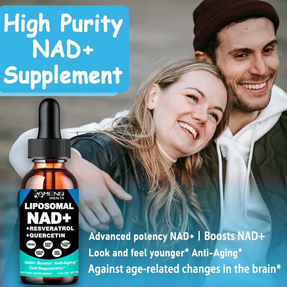 High Potency Liposomal NAD Plus Liquid Supplement with Resveratrol for Cell Regeneration and Anti-Aging - 900mg NAD Nicotinamide Riboside, Quercetin, TMG, Vitamin B3 for Longevity and Energy Boost