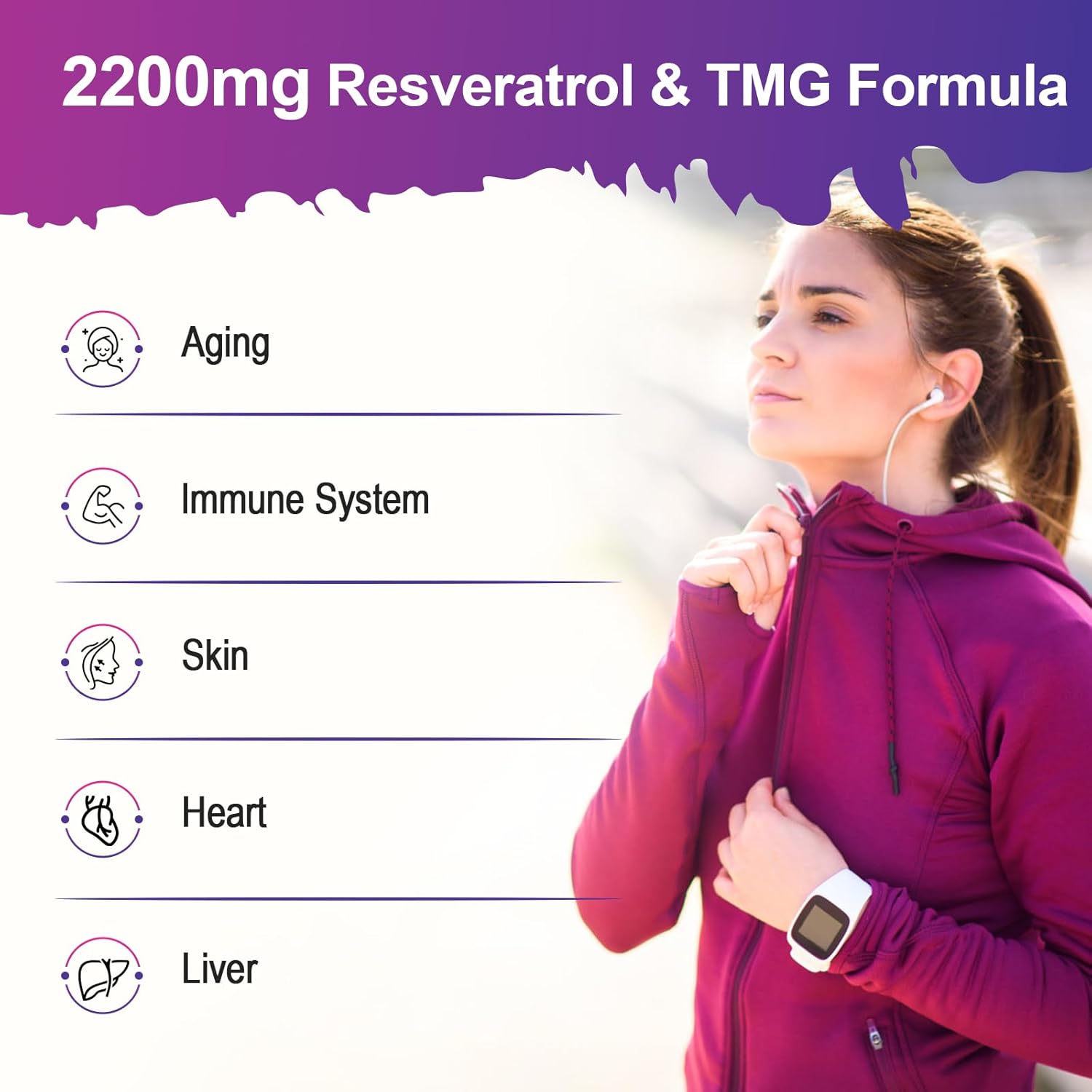 High Potency Liposomal Resveratrol with TMG Supplement 2200 MG - Antioxidant for Immune System, Skin & Health - 60 Softgels