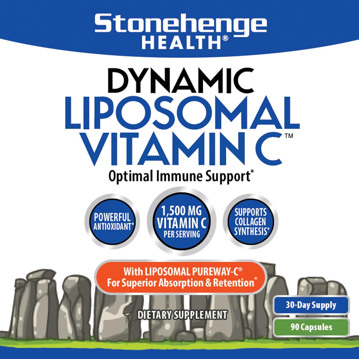 High Potency Liposomal Vitamin C Capsules - 1500mg - 90 Count - Non-GMO Sunflower Source - Immune System Support, Collagen, Brain Health*