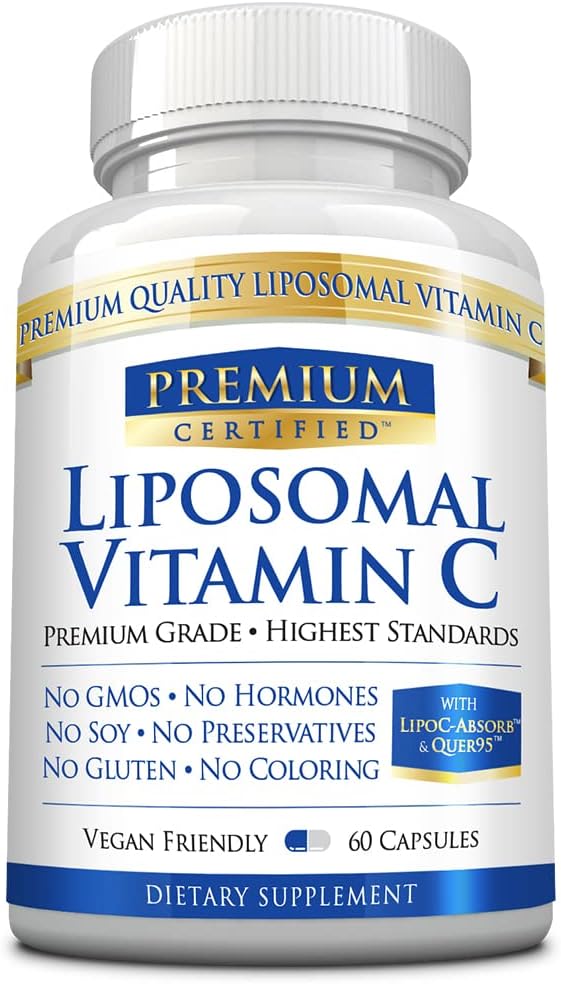 High Potency Liposomal Vitamin C Supplement - 1100mg - 60 Capsules - Easy on Stomach - Enhanced with Phospholipids & Bioperine - Supports Immunity, Antioxidants, and Collagen Production