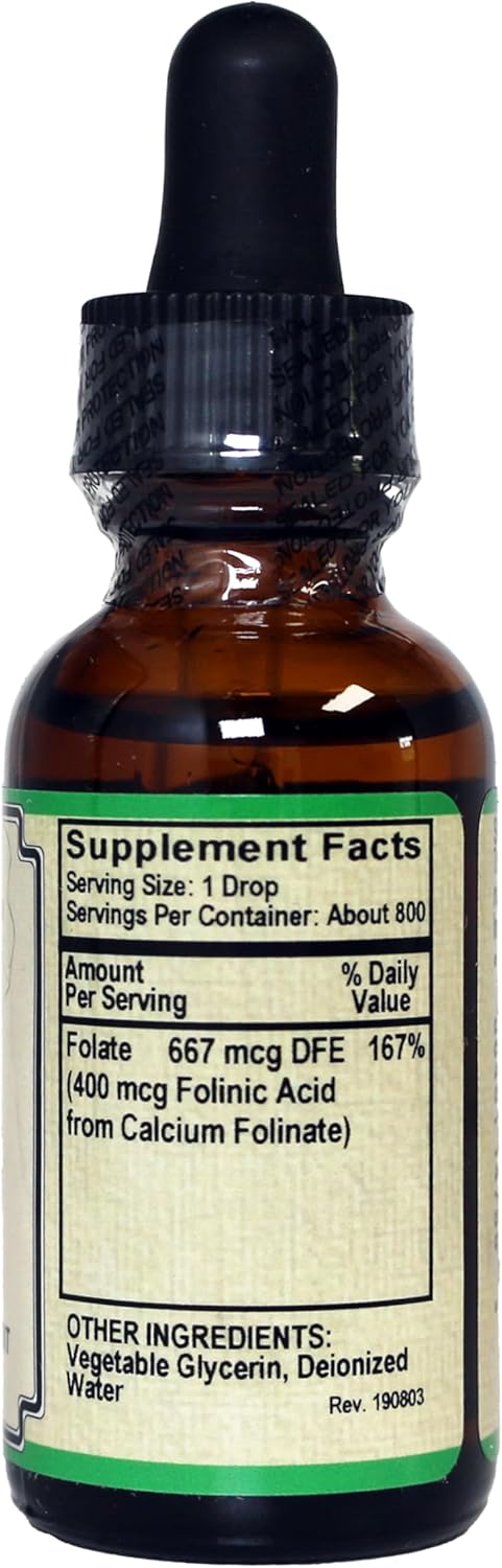 High Potency Liquid Folate Supplement - 667 mcg DFE, 400 mcg Folinic Acid - 800 Servings