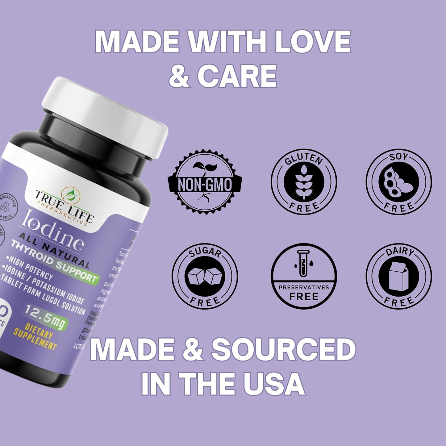 High Potency Lugol's Iodine Tablets 12.5mg - Thyroid Health, Detox, Metabolism, Energy - 90 Tablets