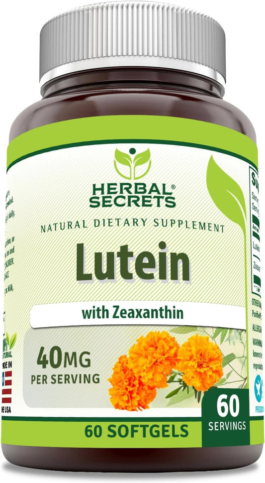 High Potency Lutein with Zeaxanthin Supplement - 40mg Per Serving - 60 Softgels - Non-GMO & Gluten-Free - Made in USA