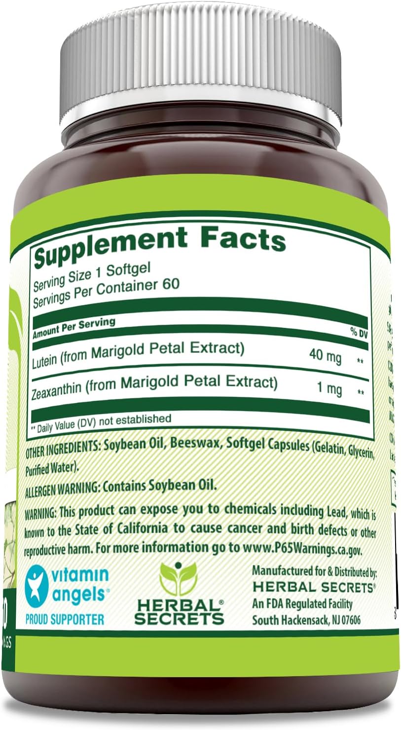 High Potency Lutein with Zeaxanthin Supplement - 40mg Per Serving - 60 Softgels - Non-GMO & Gluten-Free - Made in USA