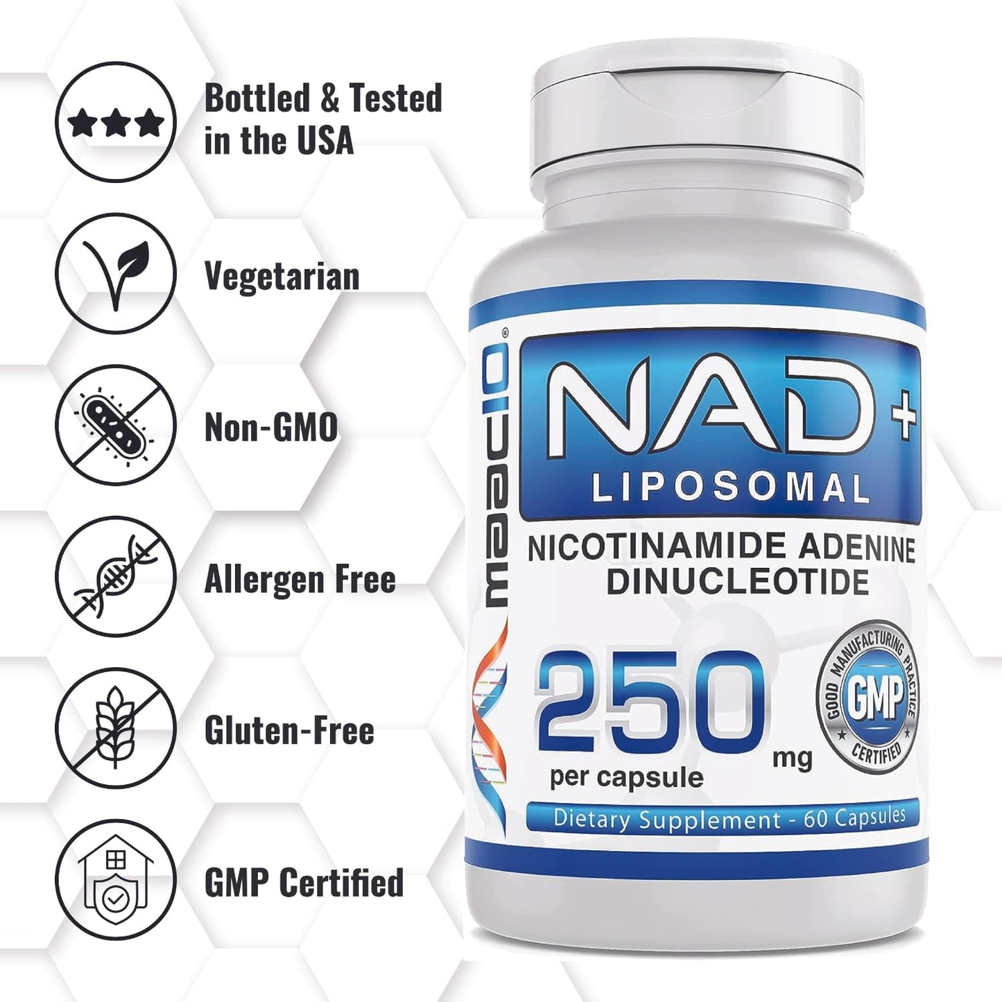 High Potency MAAC10 NAD+ Liposomal Capsules (250mg, 60-Day Supply) for Cellular Health and Energy Boost