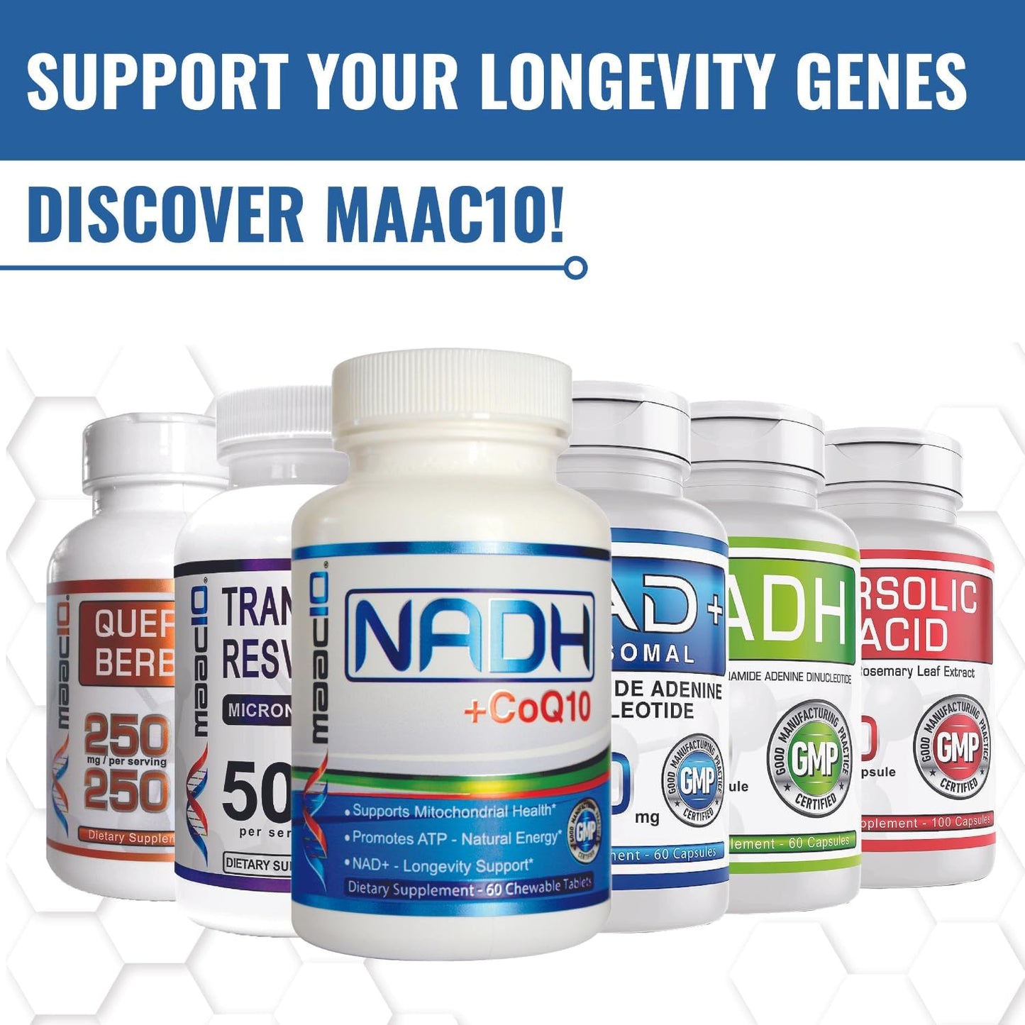 High Potency MAAC10 NAD+ Liposomal Capsules (250mg, 60-Day Supply) for Cellular Health and Energy Boost