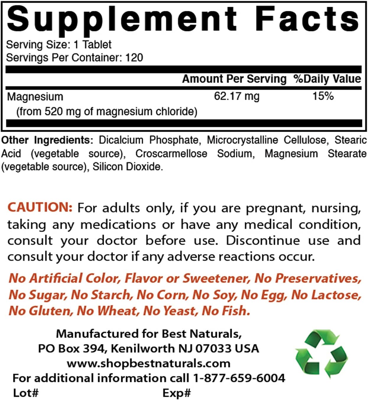 High Potency Magnesium Chloride and Selenium Supplement - 520mg Magnesium, 200mcg Selenium - Top Quality Naturals Formula