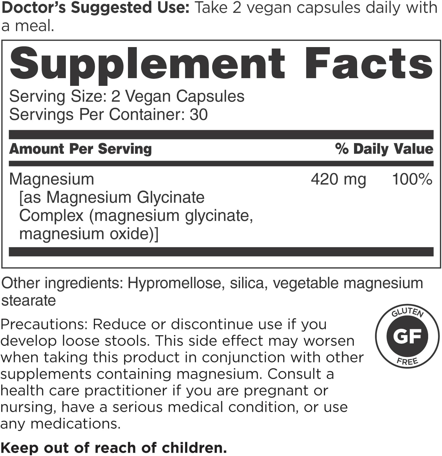 High Potency Magnesium Glycinate Complex - Formulated by Doctors for Heart Health & Mood Support - 420 mg per Serving - 30-Day Supply