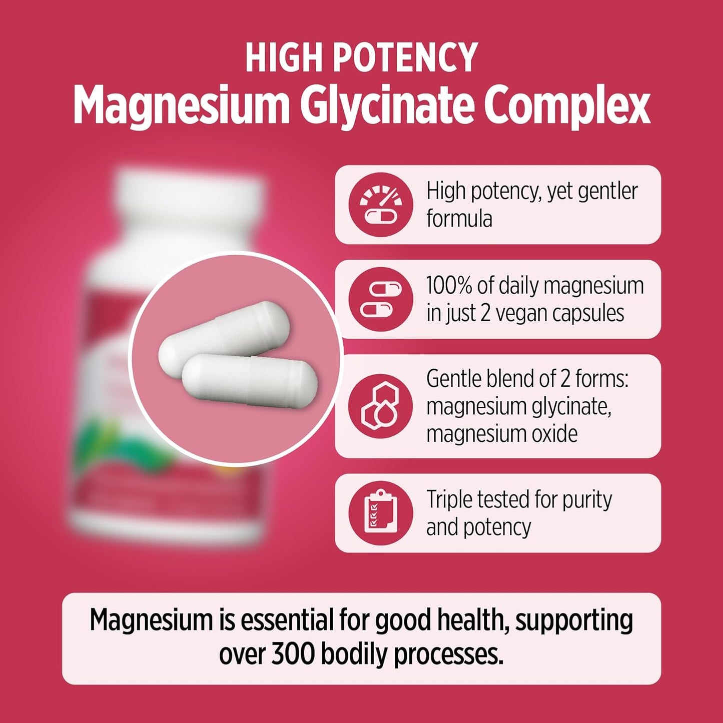 High Potency Magnesium Glycinate Complex - Formulated by Doctors for Heart Health & Mood Support - 420 mg per Serving - 30-Day Supply