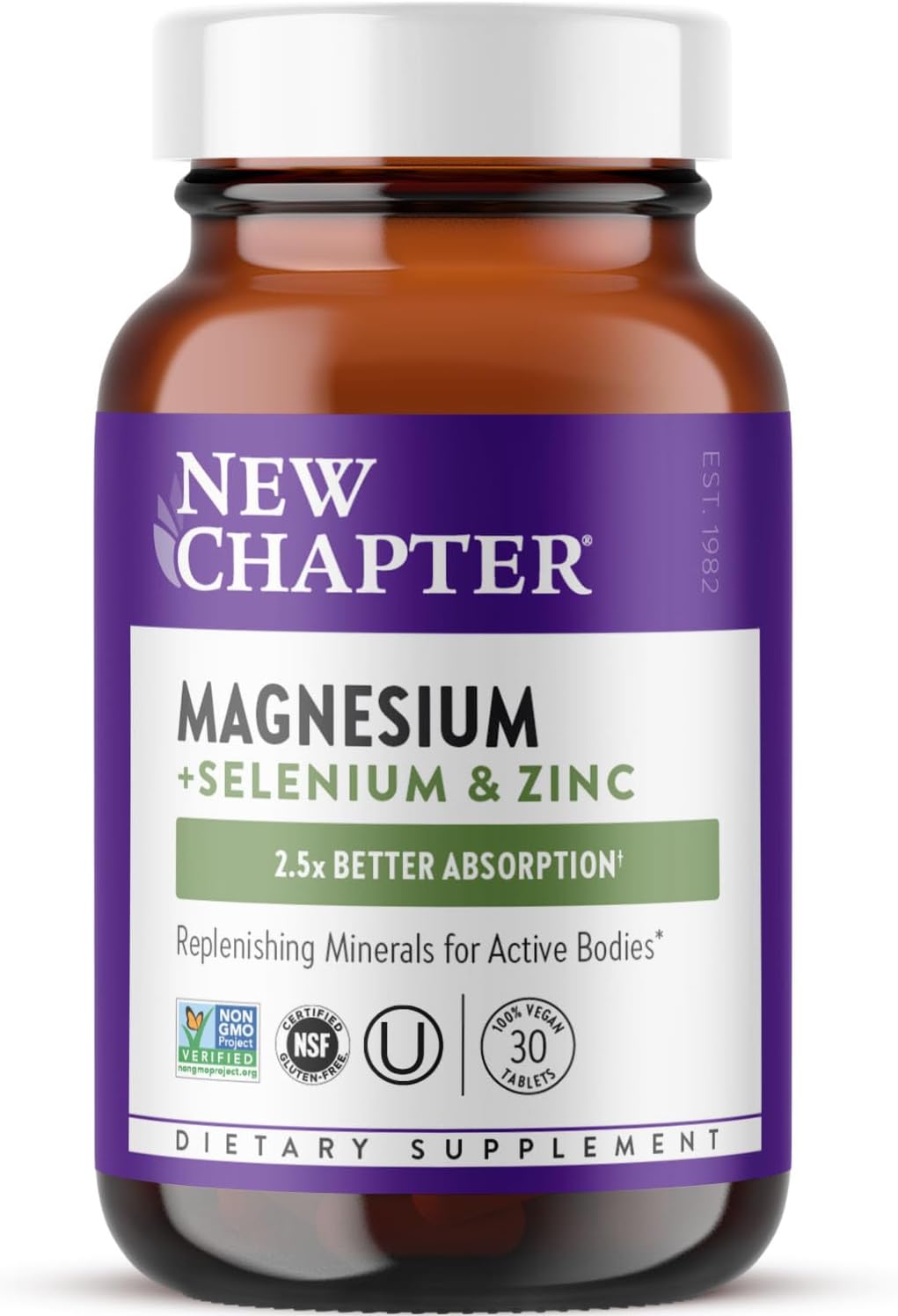 High-Potency Magnesium-Selenium-Zinc Supplement for Post-Workout Recovery, Muscle Support, and Hydration, 30 Tablets