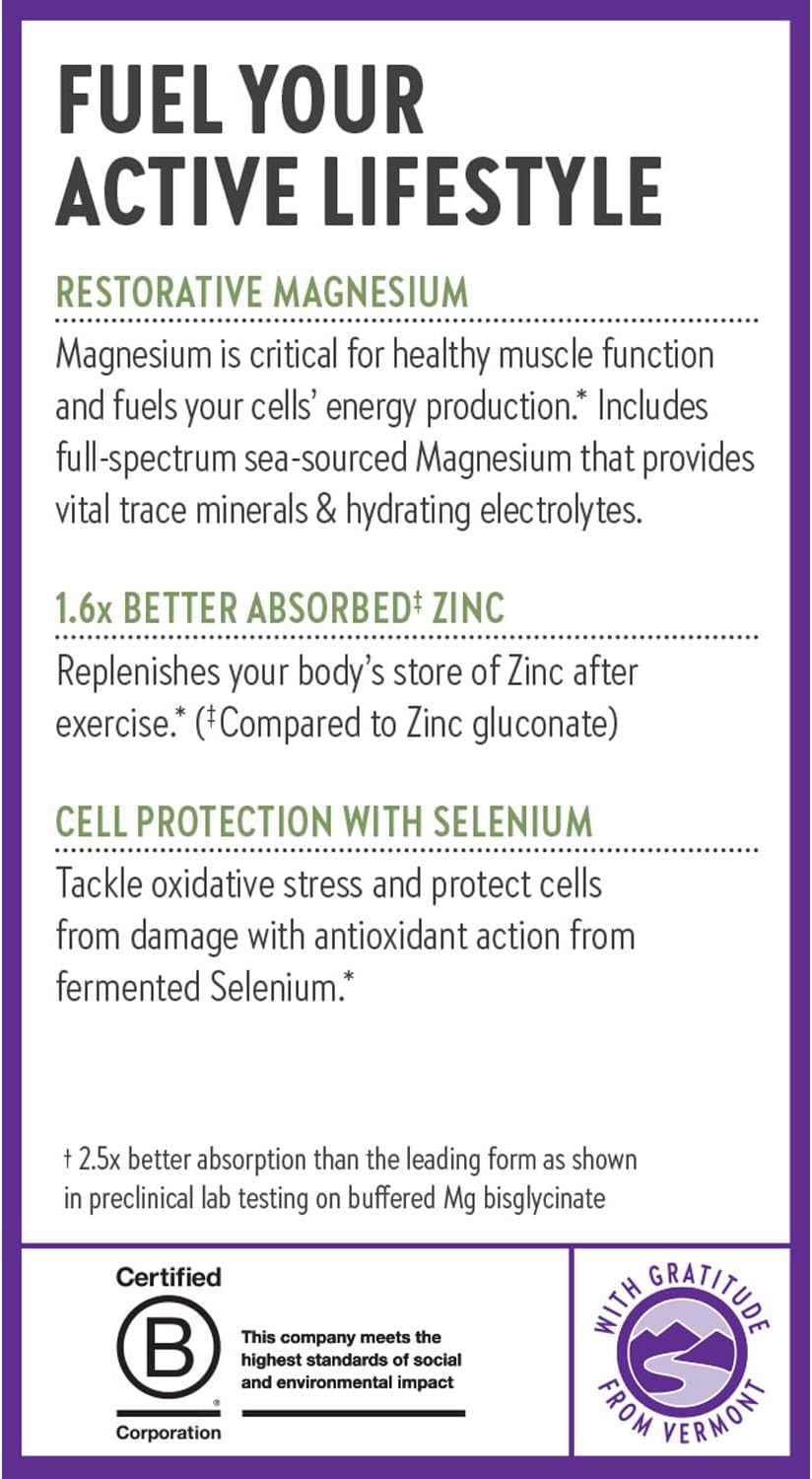High-Potency Magnesium-Selenium-Zinc Supplement for Post-Workout Recovery, Muscle Support, and Hydration, 30 Tablets