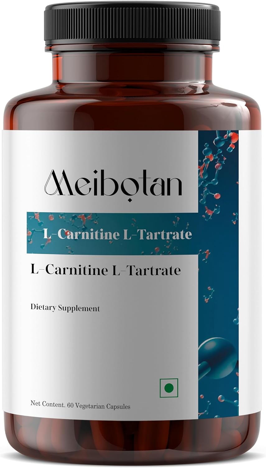 High Potency MEIBOTAN L-Carnitine & L-Tartrate Supplement for Fat Utilization, Lean Muscle Gain, and Metabolism Support - 60 Vegan Capsules