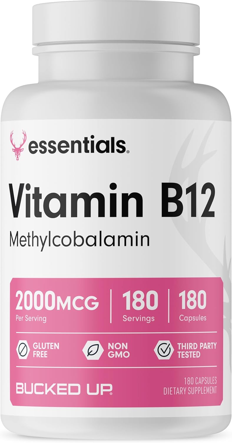 High Potency Methylcobalamin Vitamin B12 Capsules - 2000mcg (180 Servings)