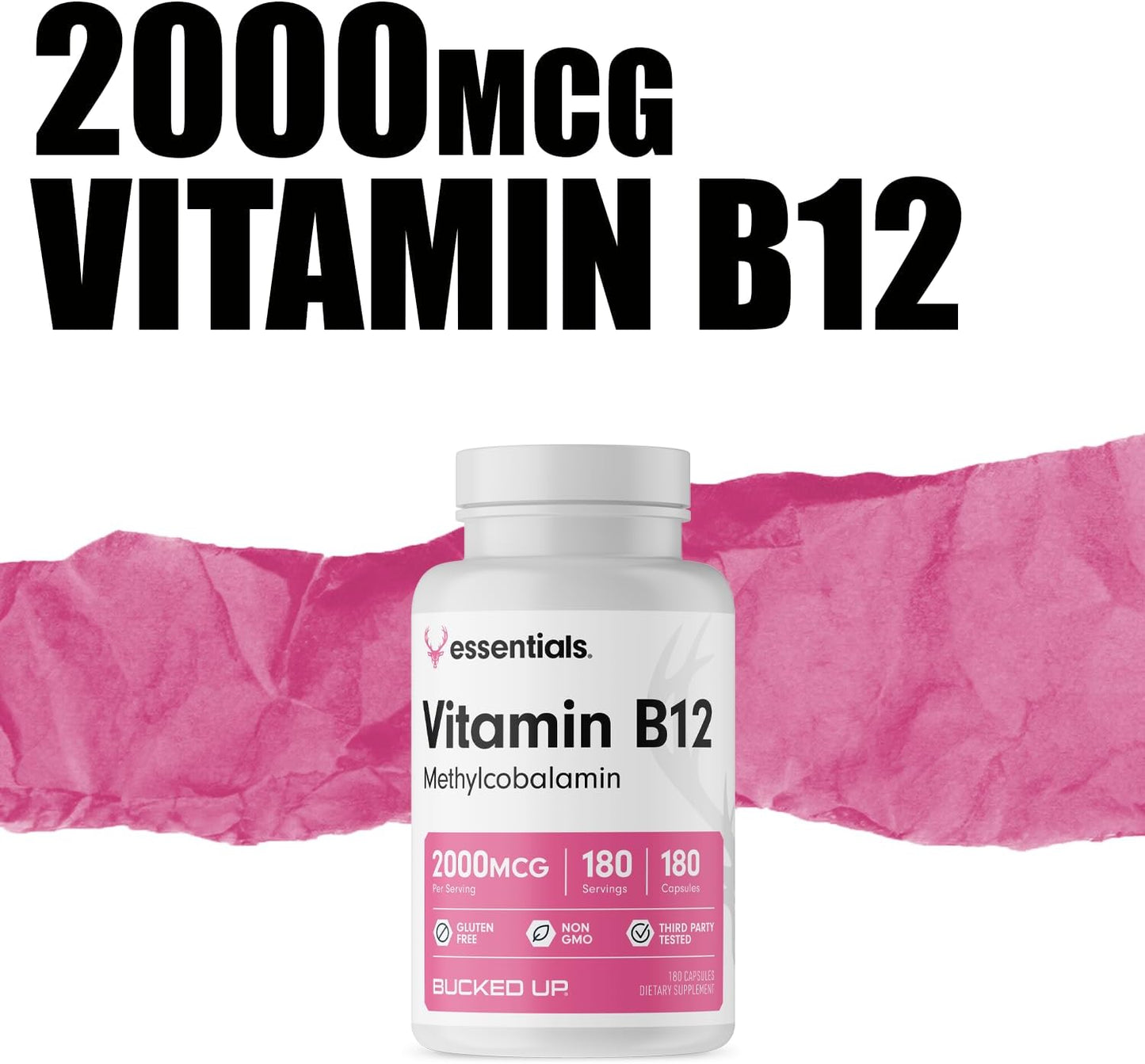 High Potency Methylcobalamin Vitamin B12 Capsules - 2000mcg (180 Servings)