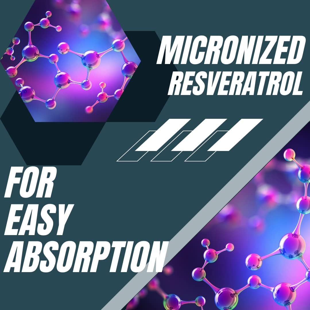 High Potency Micronized Resveratrol Supplement - 1200mg 2X Strength - Antioxidant for Heart Health - 120 Capsules