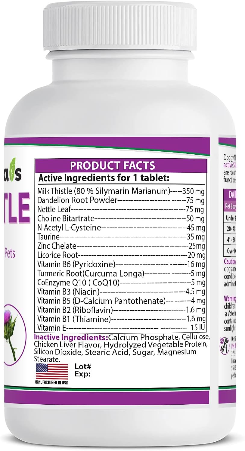 High Potency Milk Thistle Liver Health Supplement for Dogs - 120 Tablets by Pet Health Pharma