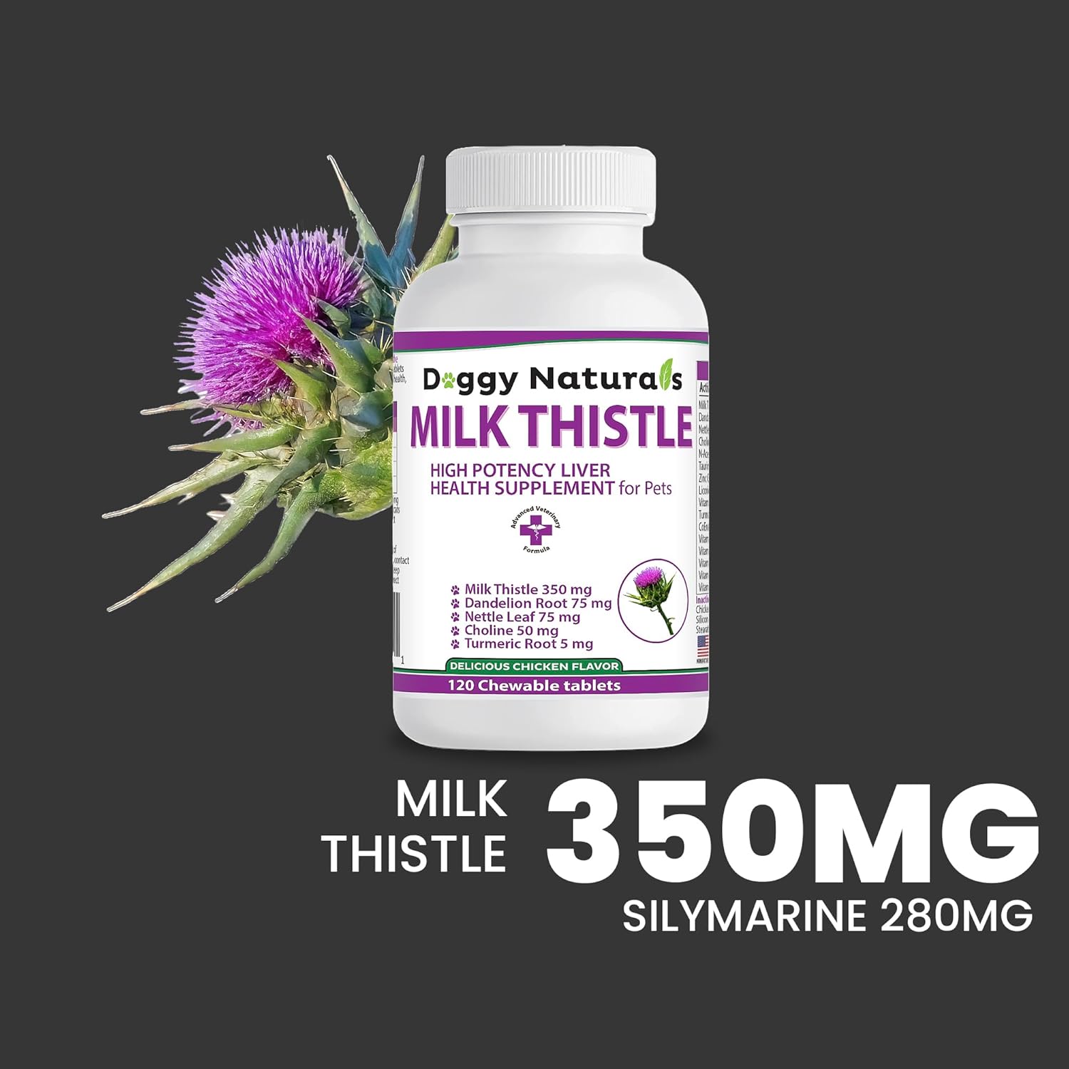 High Potency Milk Thistle Liver Health Supplement for Dogs - 120 Tablets by Pet Health Pharma