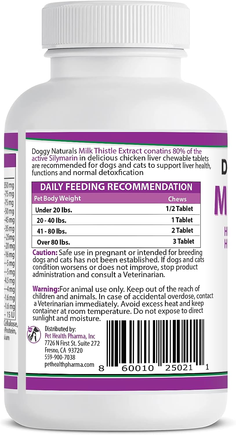 High Potency Milk Thistle Liver Health Supplement for Dogs - 120 Tablets by Pet Health Pharma