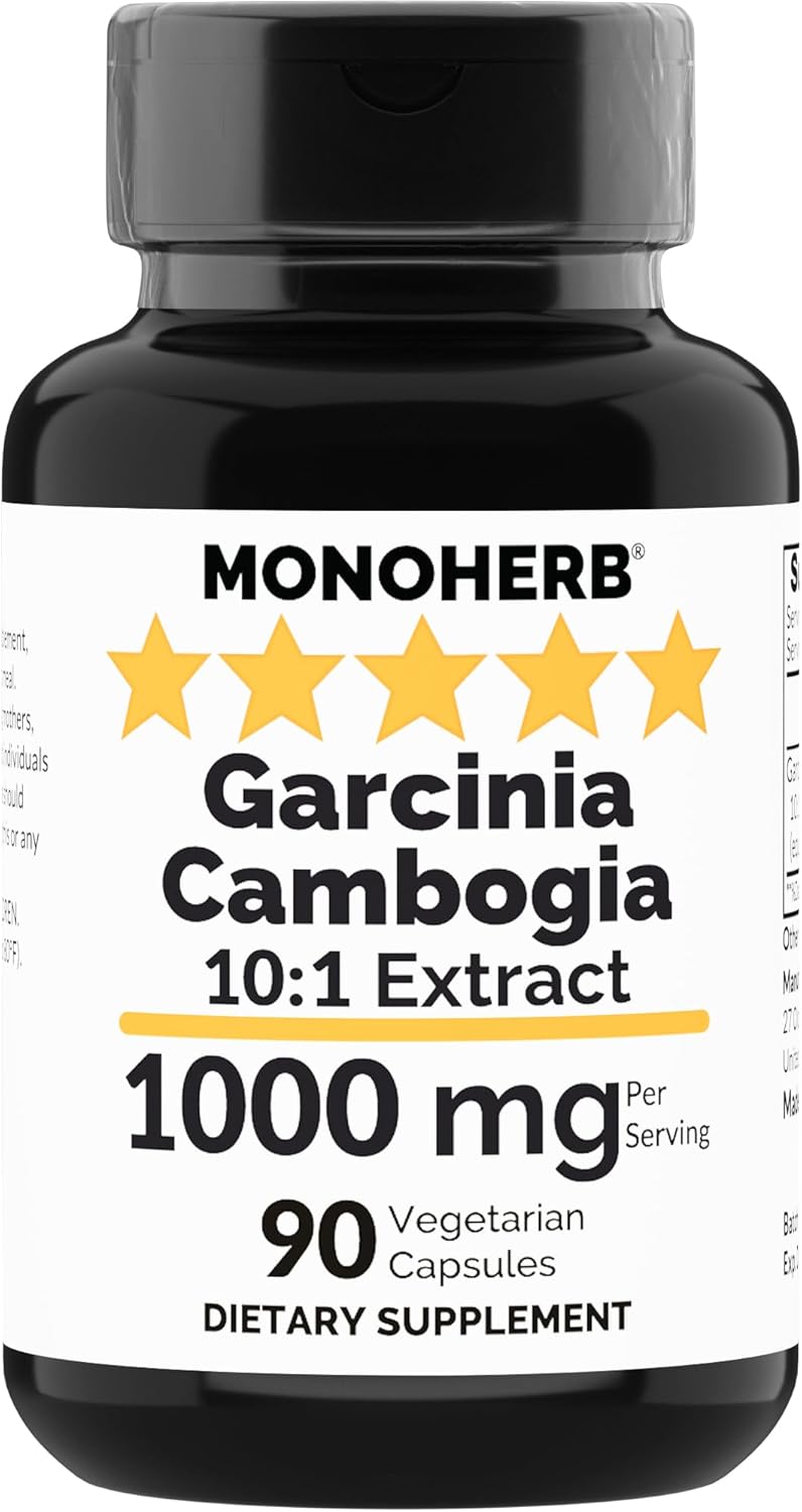 High Potency MONOHERB Garcinia Cambogia Extract Capsules - 1000mg, 90 Count