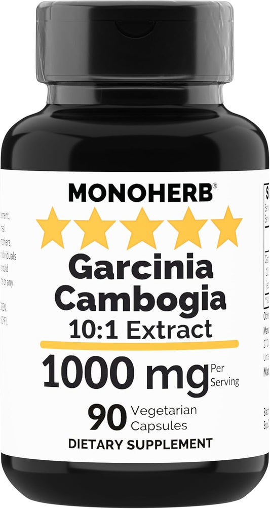 High Potency MONOHERB Garcinia Cambogia Extract Capsules - 1000mg, 90 Count