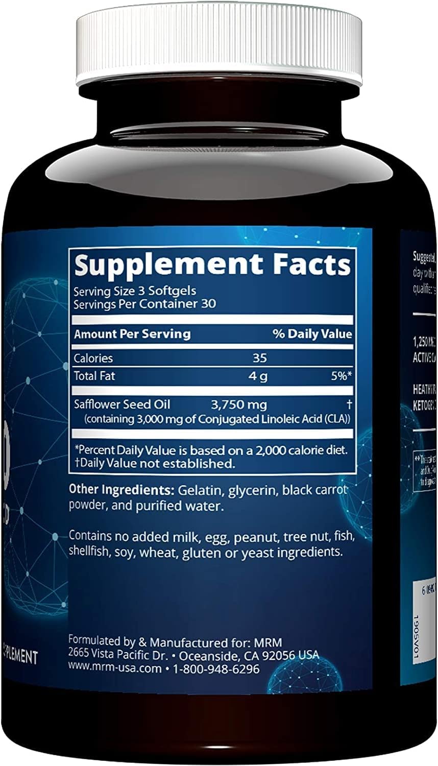 High Potency MRM CLA 1250mg Supplement - 80% CLA - 1000mg per Gel Cap - 90 Gels