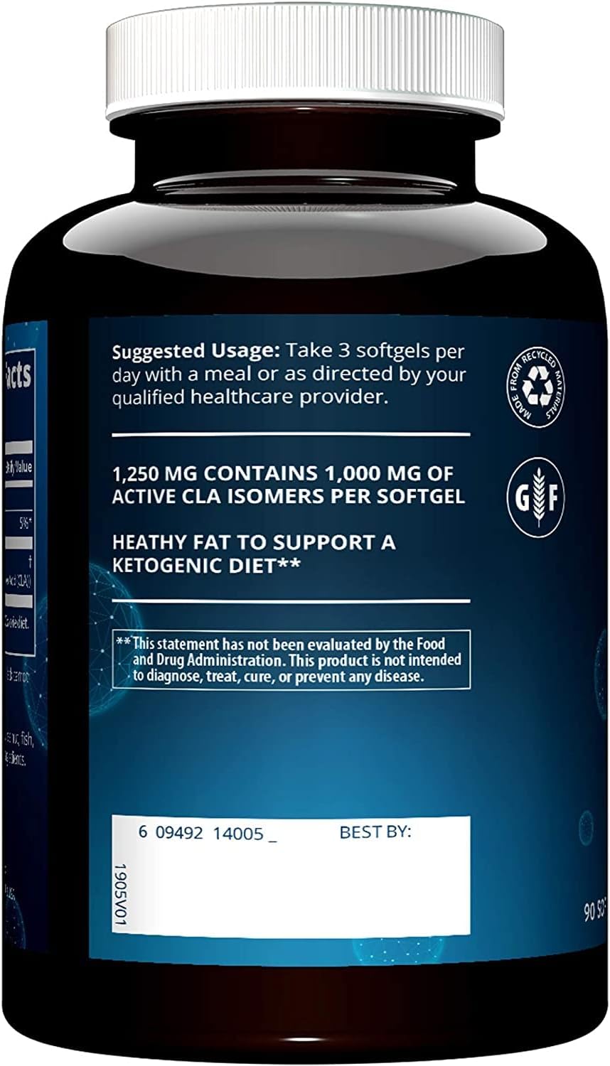 High Potency MRM CLA 1250mg Supplement - 80% CLA - 1000mg per Gel Cap - 90 Gels