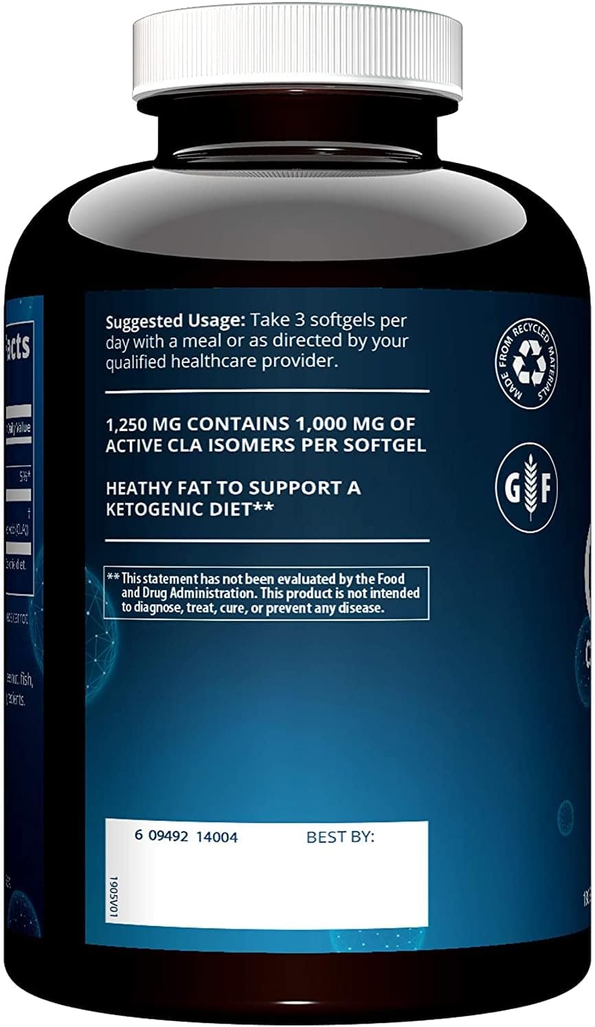 High Potency MRM Nutrition CLA 1250 Capsules - Keto Friendly with 80% CLA - 1000mg per Capsule - Gluten-Free Healthy Fats - 30 Servings