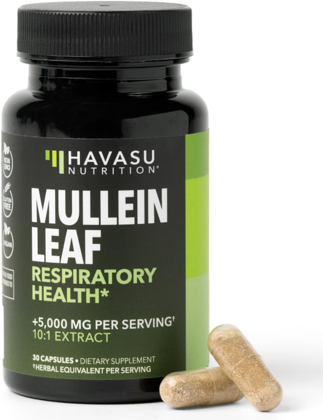 High-Potency Mullein Leaf Capsules for Lung Health - 5000mg Extract 10:1 - Vegan, Non-GMO - Herbal Supplement for Immune Support - 30ct