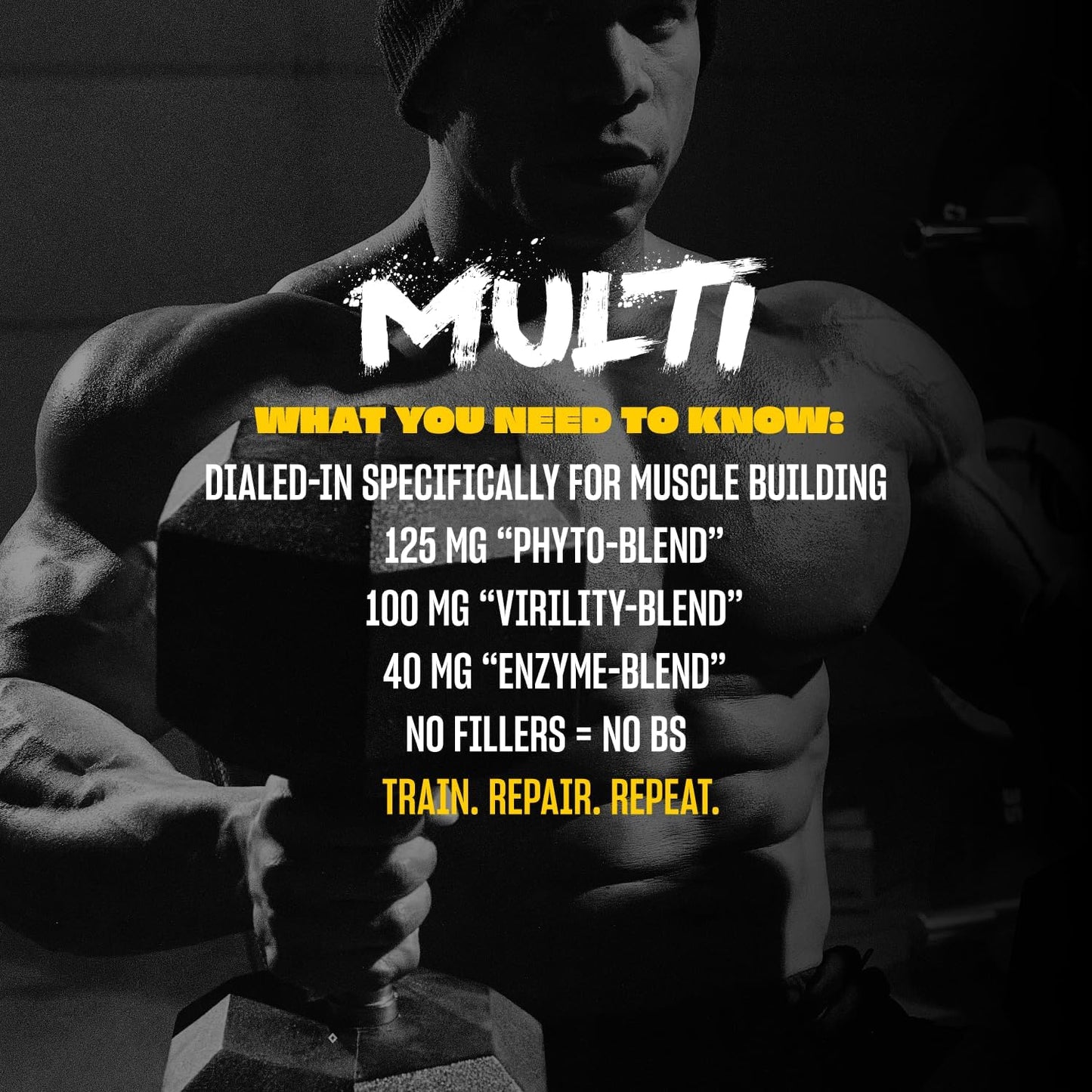 High Potency Mutant Multi Vitamins for Heavy Lifting - 60 Tablets with 75+ Ingredients