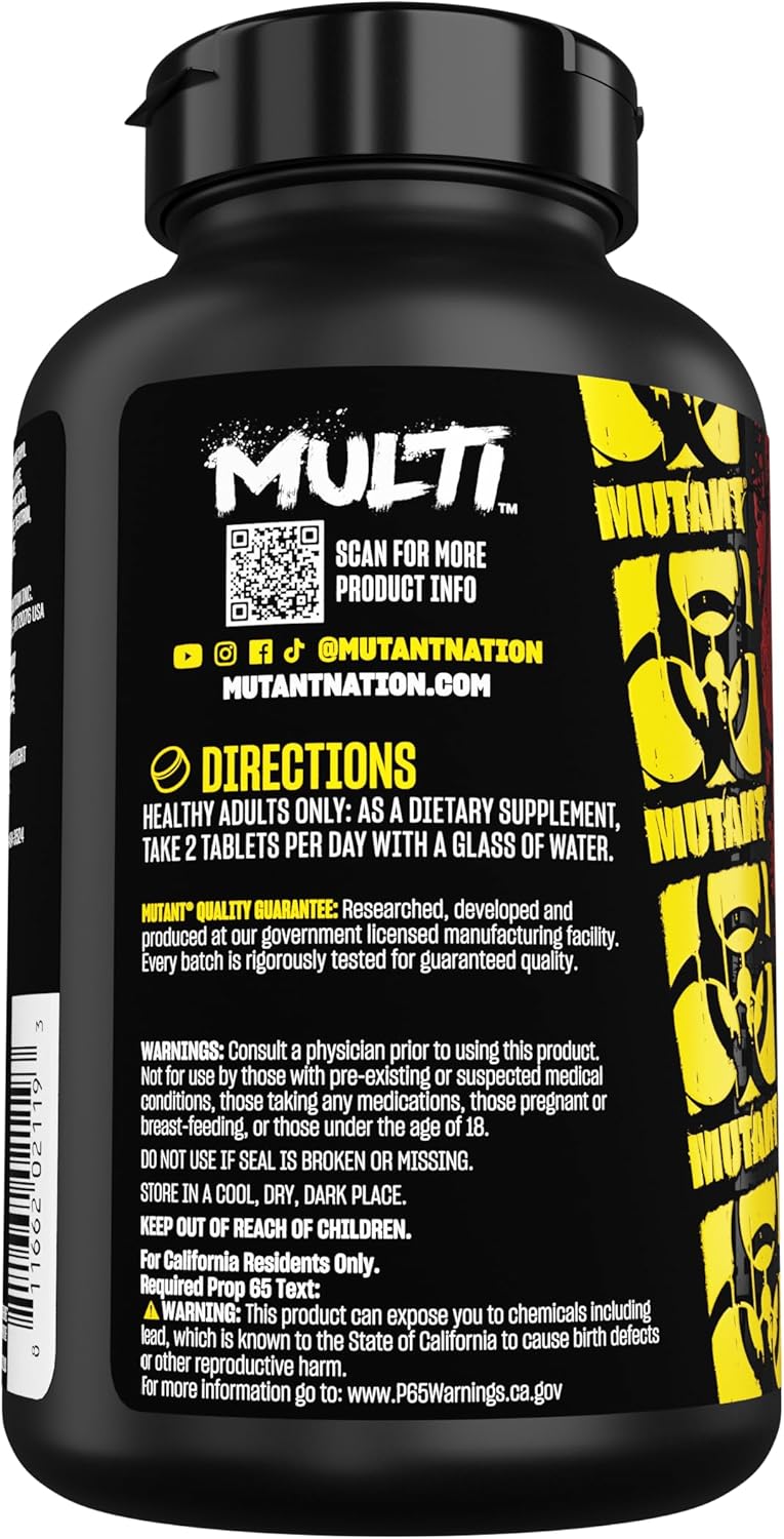 High Potency Mutant Multi Vitamins for Heavy Lifting - 60 Tablets with 75+ Ingredients