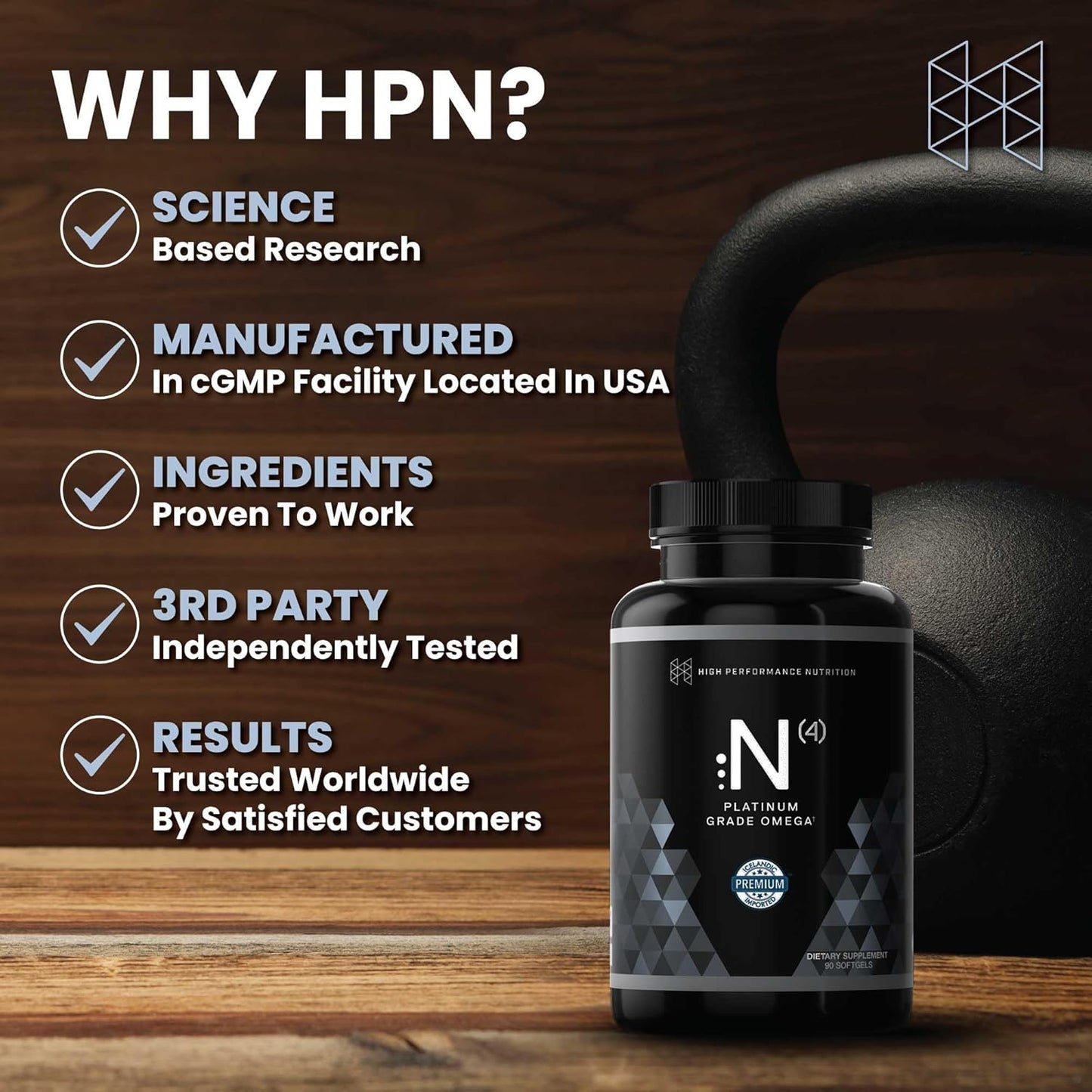 High Potency N(4) Icelandic Omega-3 Fish Oil with 3,000mg DHA & EPA for Muscle, Joint, and Brain Health - 90 Softgel Capsules - No Heavy Metals