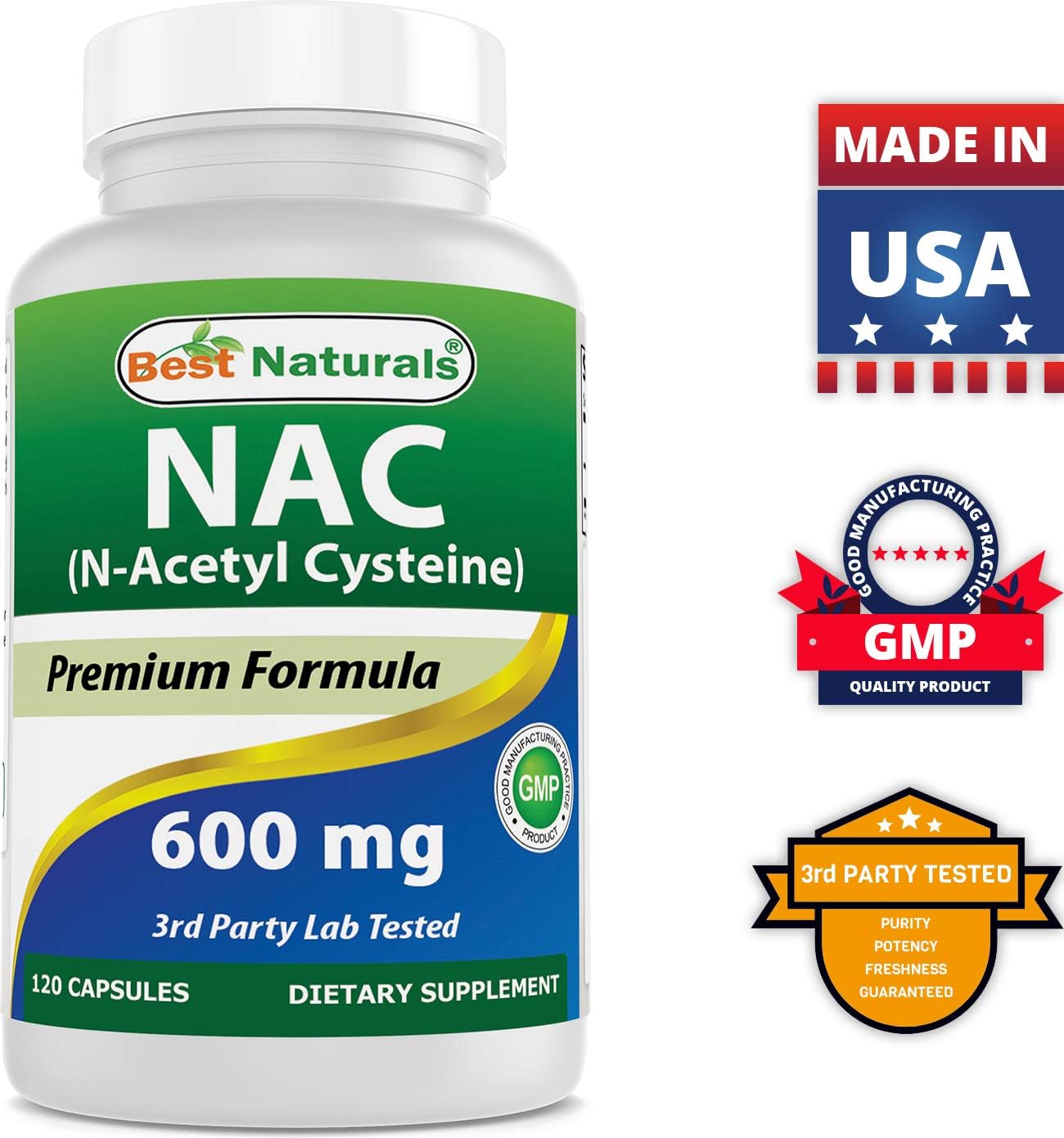 High Potency NAC 600 mg and Quercetin 1000 mg Supplement for Immune Support and Antioxidant Protection