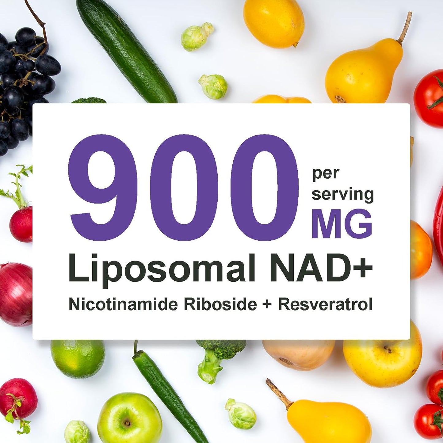 High Potency NAD Nicotinamide Riboside Resveratrol Supplement - 900mg Capsules for Cellular Health, Anti-Aging, Energy, Focus - 80 Count