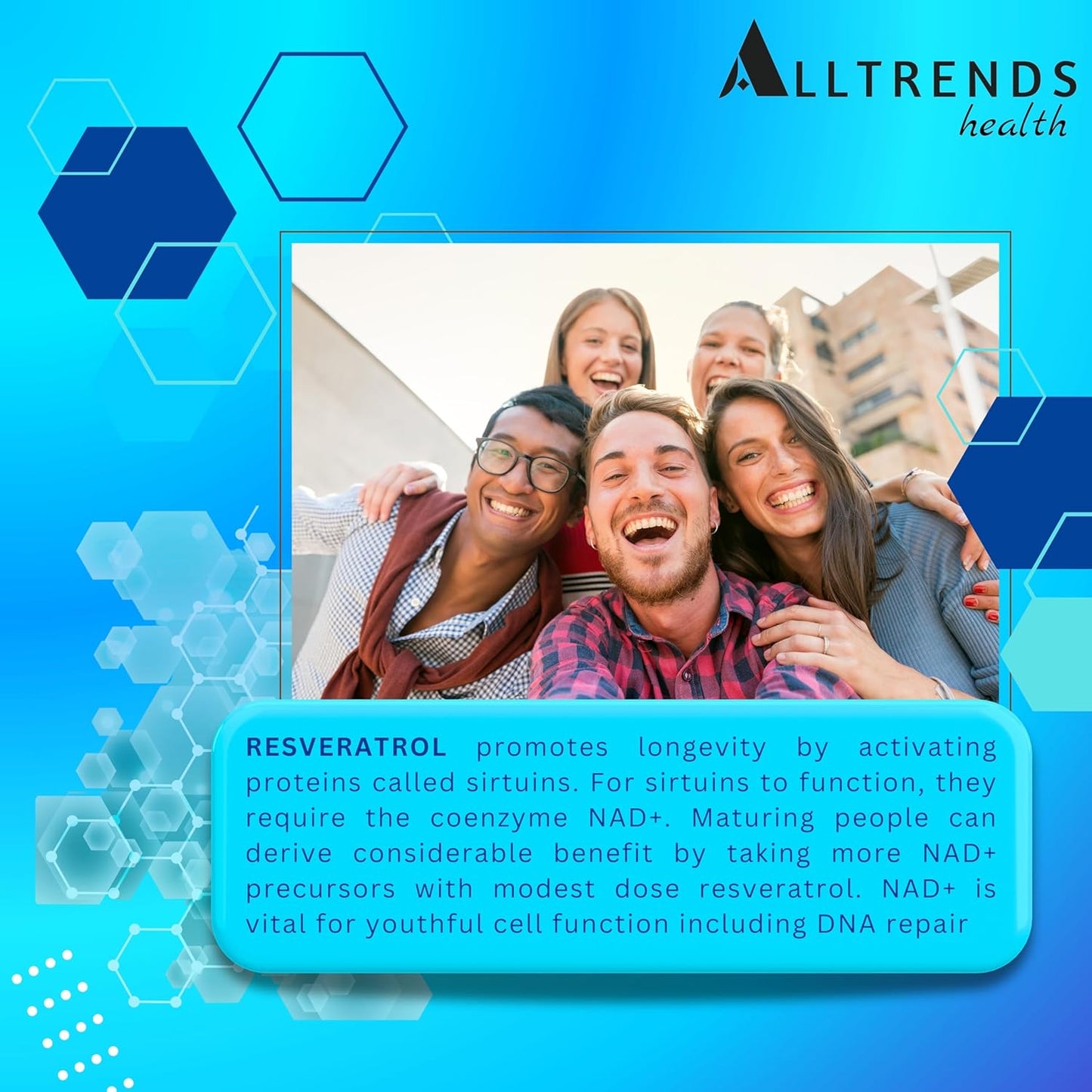 High Potency NAD Supplement with Resveratrol, TMG, and Vitamins for Cell Regeneration, Heart & Brain Function - 60 Capsules