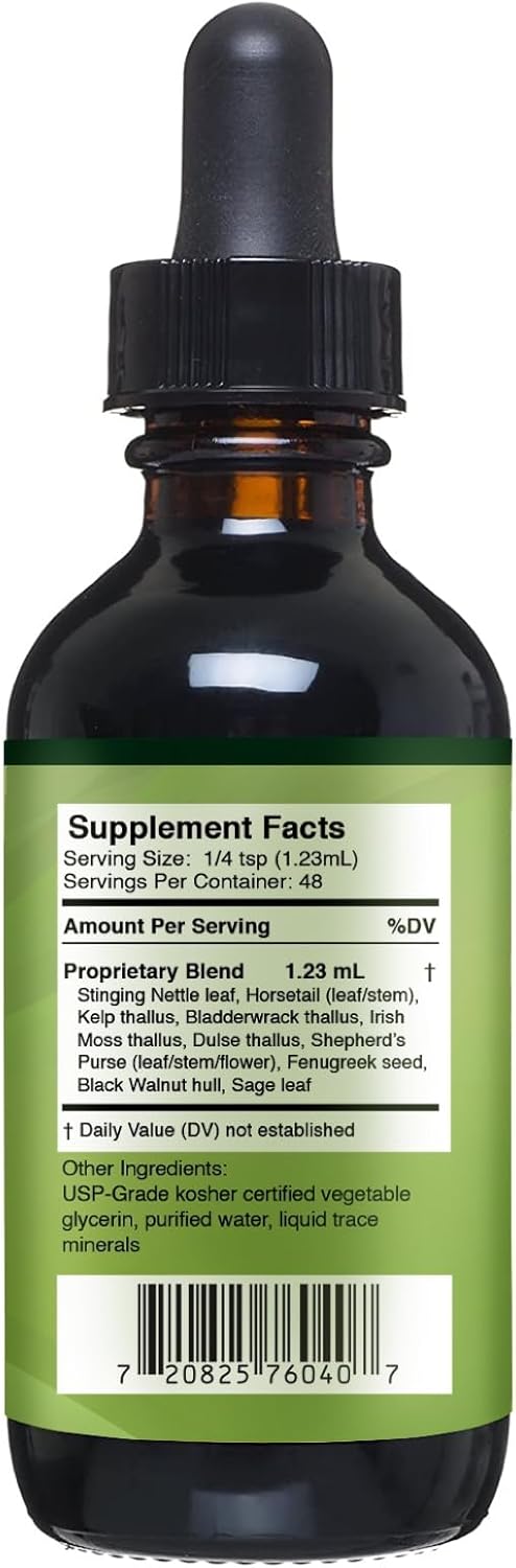 High Potency Nascent Iodine Liquid Drops for Thyroid Support and Metabolism Boost - Non-GMO Gluten-Free Formula to Improve Skin, Hair Loss, and Iodine Levels