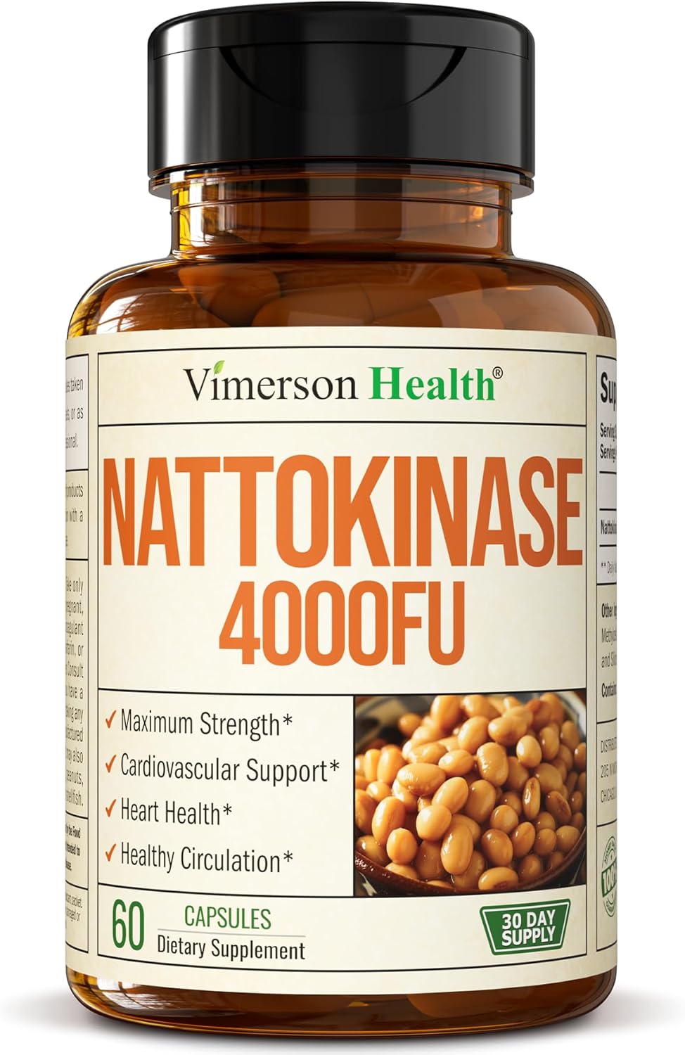 High Potency Nattokinase 4000 FU Supplement for Heart Health & Circulation - Japanese Superfood Enzymes - 60 Capsules - 30-Day Supply - Men & Women's Health Support