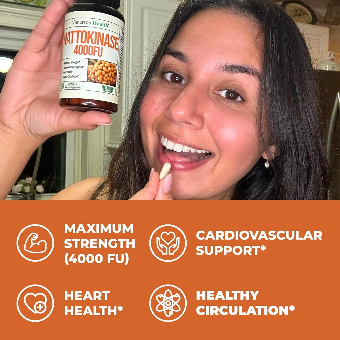 High Potency Nattokinase 4000 FU Supplement for Heart Health & Circulation - Japanese Superfood Enzymes - 60 Capsules - 30-Day Supply - Men & Women's Health Support