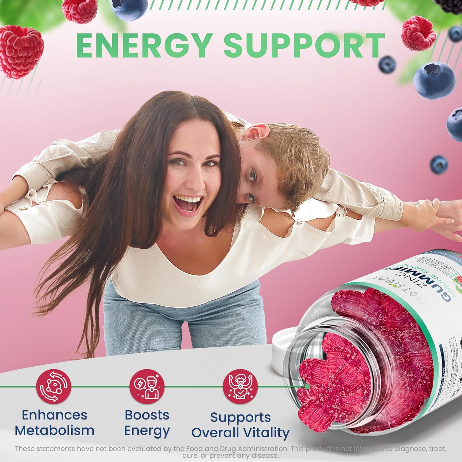 High Potency Natural BioScience Zinc Gummies 50mg - Immune Support and Skin Health Supplement for Adults - Chewable Zinc Citrate Gummies - Vegan and Gluten-Free - Antioxidant Daily Defense