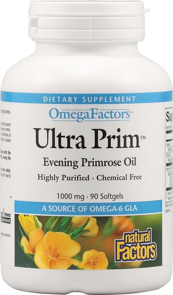 High Potency Natural Factors Evening Primrose Oil Softgels - 1000mg, 90 Count, Omega-6 GLA Supplement