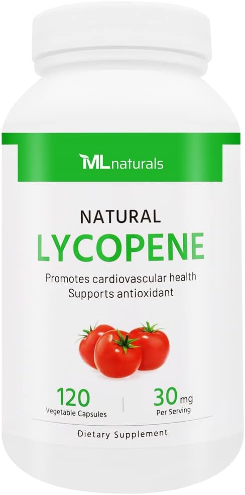 High Potency Natural Lycopene Supplement - 30mg, 120 Veg Caps - Antioxidant, Immune & Cardiovascular Support - Prostate Health - Made from Tomatoes