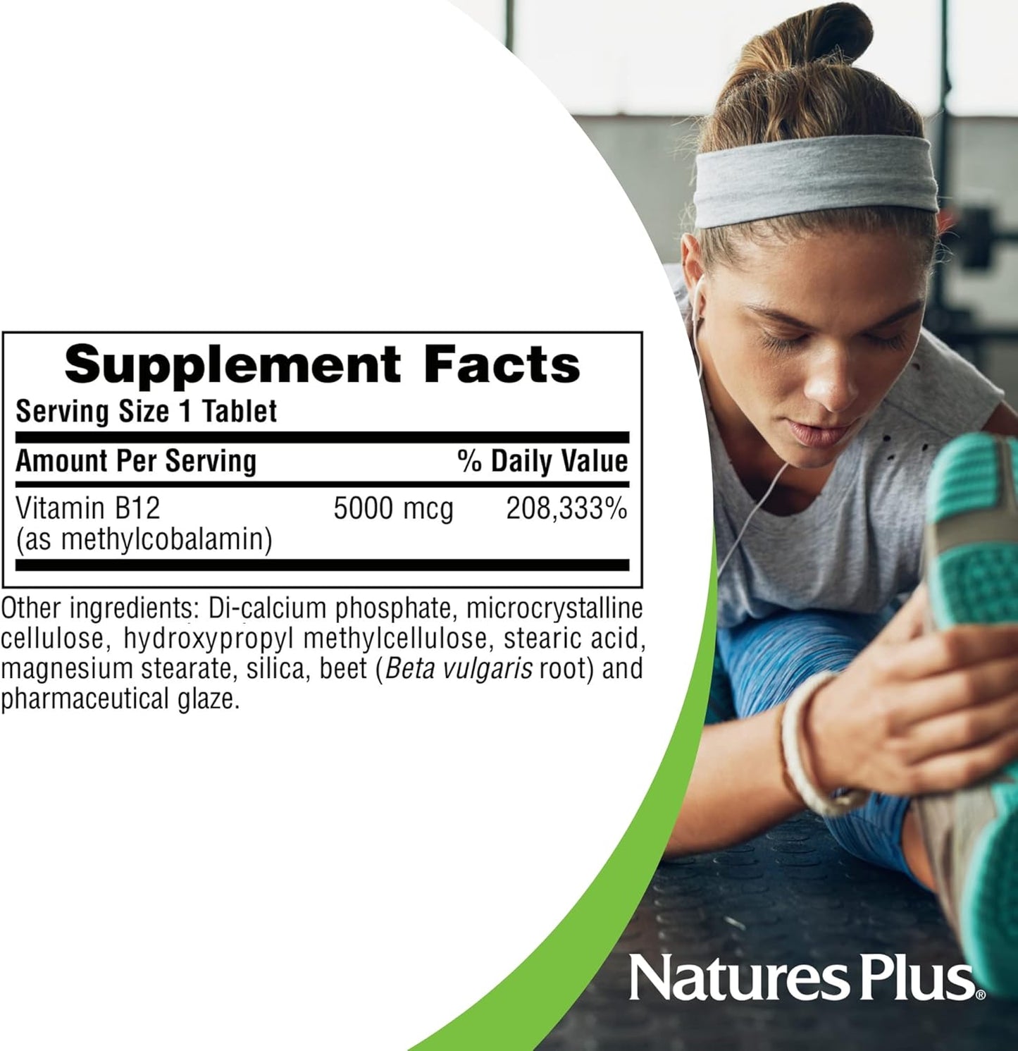 High Potency Natures Plus Shot-O-B12 (Methylcobalamin) 5000 mcg - Memory & Energy Booster - 60 Vegetarian Tablets, Sustained Release for Fast Acting B12 Supplement - Gluten-Free & 60 Servings