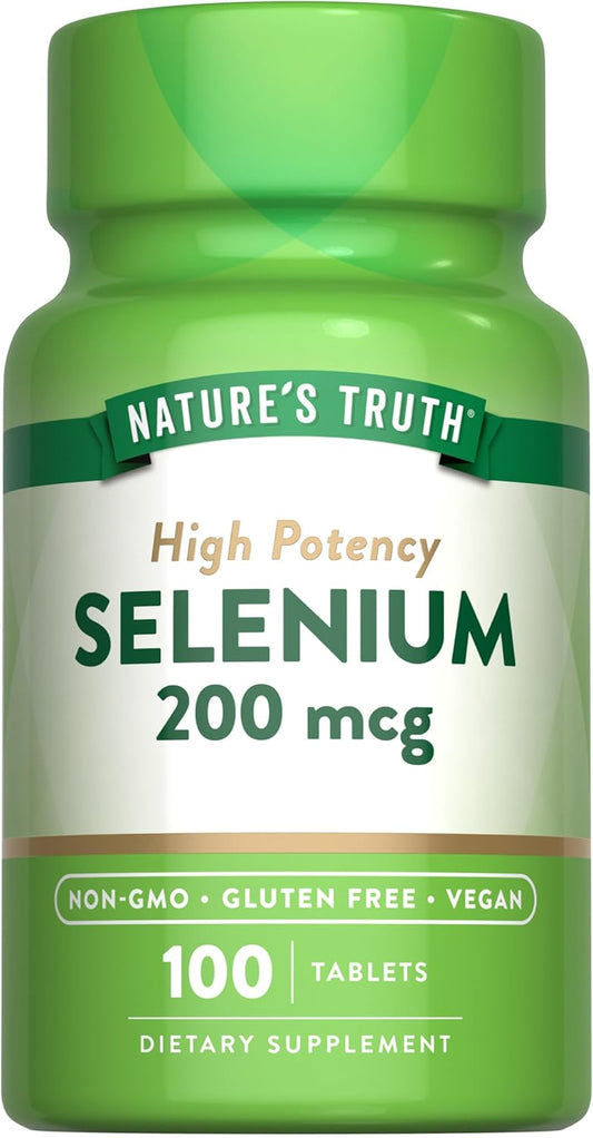High Potency Nature's Truth Selenium 200mcg Supplement - 100 Tablets, Vegan, Non-GMO & Gluten Free