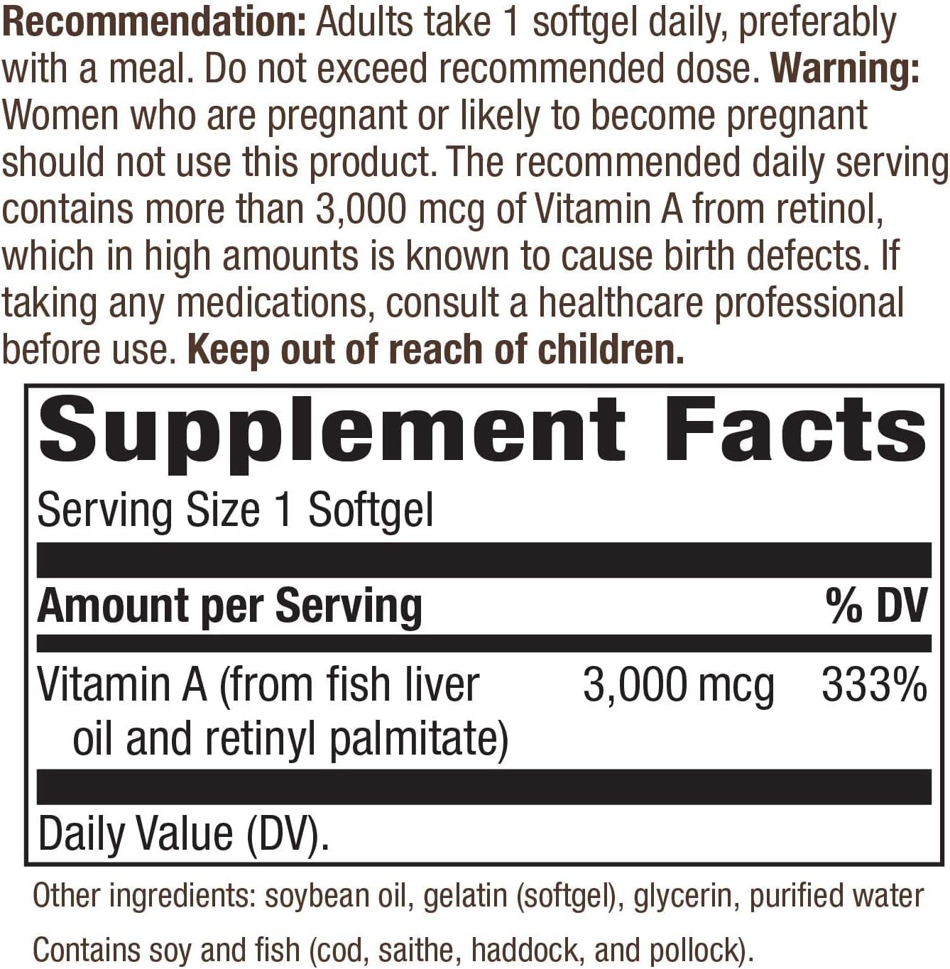 High Potency Nature's Way Vitamin A Softgels - 10000 IU - 100 Count