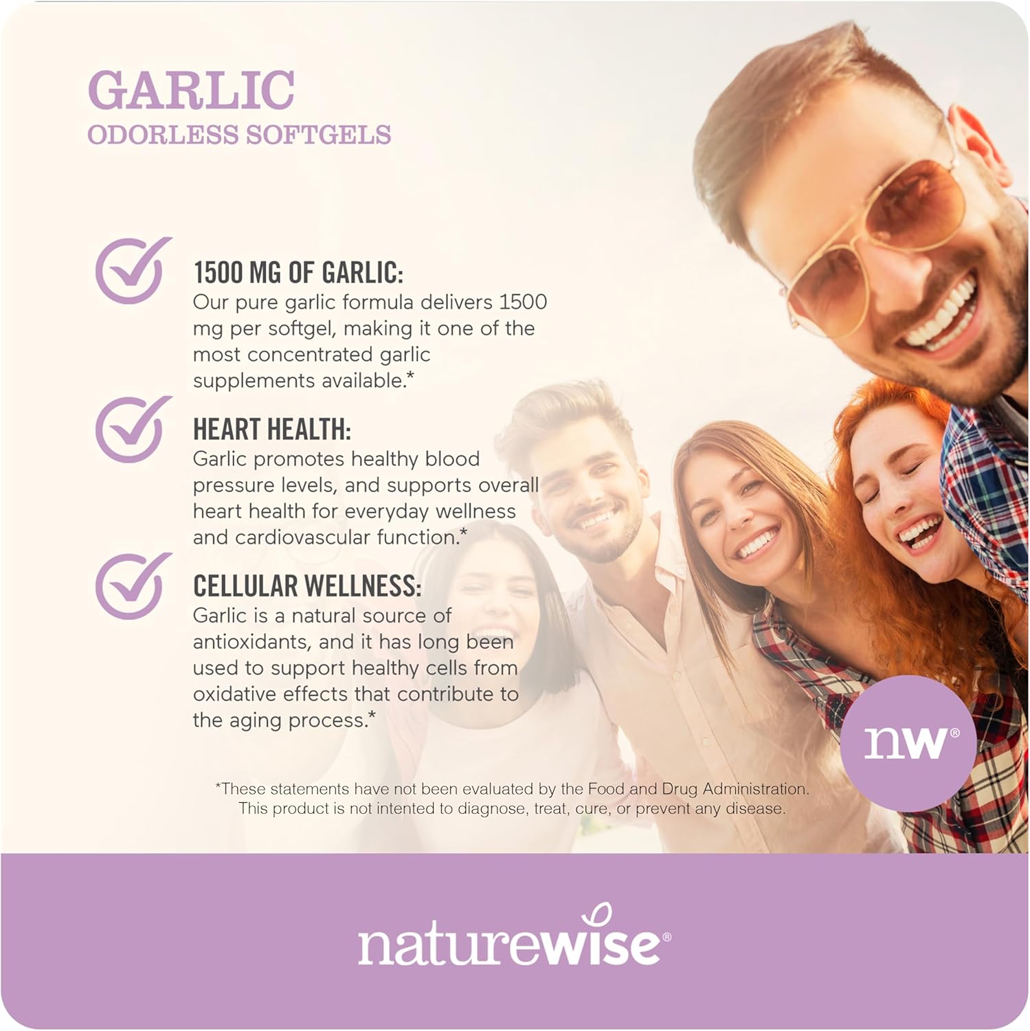 High Potency NatureWise Organic Flaxseed Oil Softgels for Teeth & Immune System Health - 1500mg Omega 3 ALA with Garlic Odorless Formula