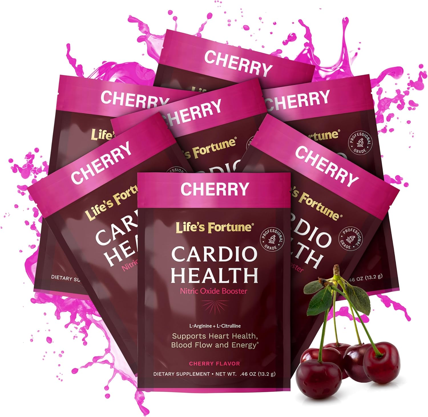 High Potency Nitric Oxide Supplement Powder with L Arginine & L Citrulline - Natural Cherry Flavor - 7 Servings, Single Pack